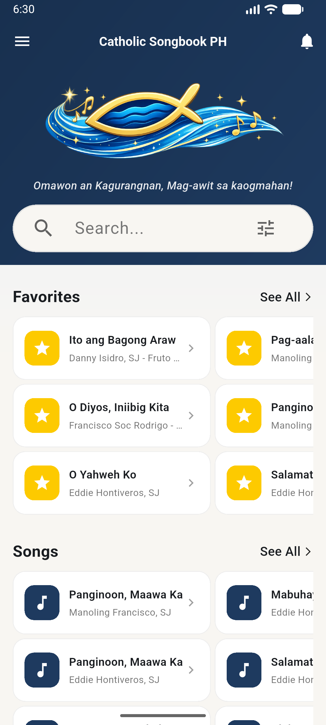 Catholic Songbook PH mobile home preview
